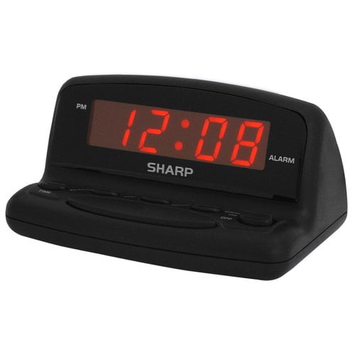 Sharp LED Bedroom Electric Alarm Desk Clock Digital with Snooze Battery