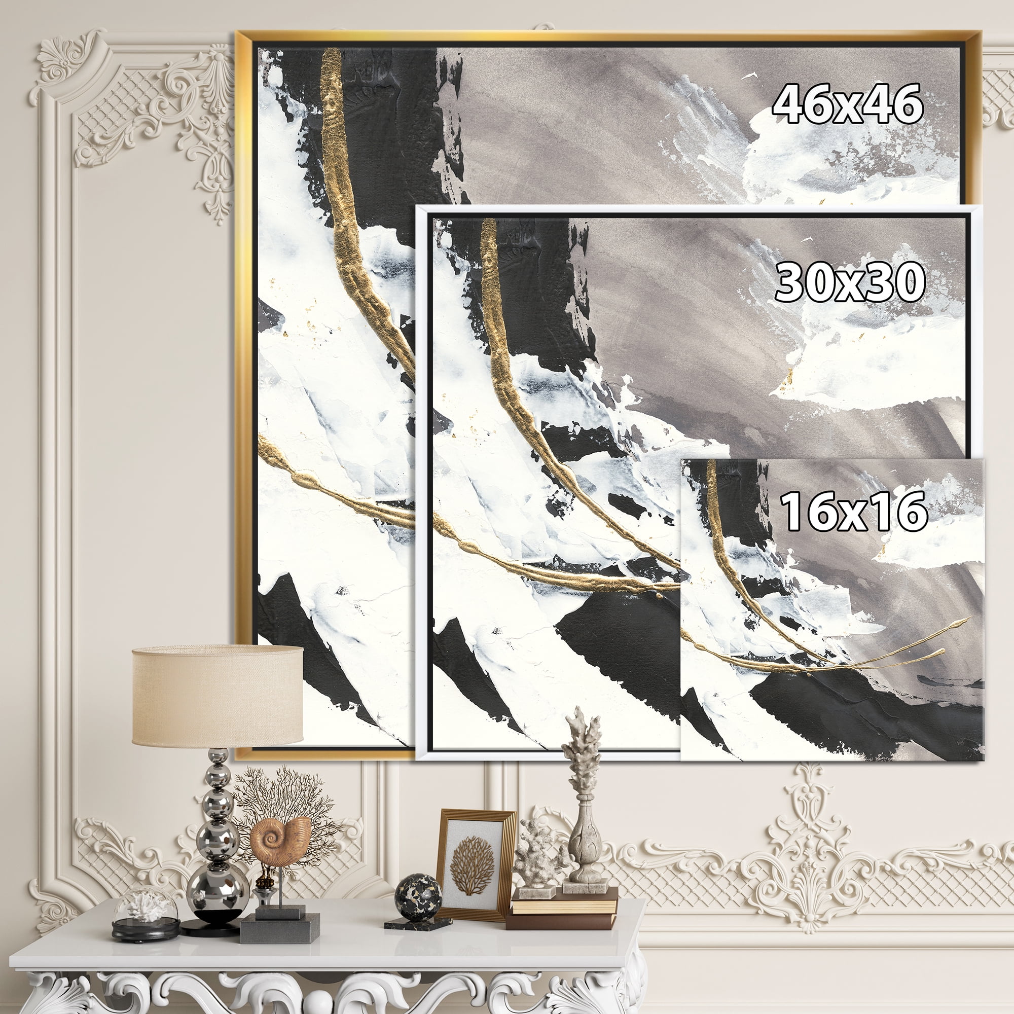 Designart ' Glam Painted Arcs II ' Transitional Framed Canvas