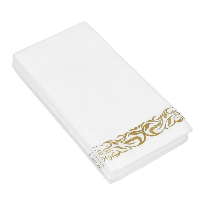 40Pcs Gold Edge Napkins Dinner Napkins Linen Hand Feel With Golden Pattern For Kitchen Dinner Parties Weddings
