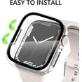 thumbnail image 3 of 4-Pack for Apple Watch Case Series SE 2022 6 5 4 44mm, iWatch Protector, Tempered Glass Film Hard PC Bumper for Women Men, Ultra-Thin Guard (44mm,Clear/Rose Gold/Starlight/Sea Blue), 3 of 5