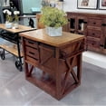 thumbnail image 2 of Yosemite Home Decor Wood Kitchen Island with Butcher Block Top in Brown, 2 of 11
