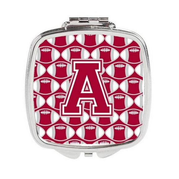 Carolines Treasures  Letter A Football Crimson - Grey & White Compact Mirror
