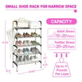 thumbnail image 6 of Bemico 5 Tier Shoe Rack, Stackable Metal Shoes Organizer Storage 18 Pairs Shoe Shelf for Hallway Closet Door Entryway, 6 of 10