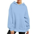 thumbnail image 6 of Hueook Sweatshirts for Women Plus Size Long Sleeve Solid Color Fashion Casual Hooded Blouse With Pocket rewneck Pullover Sweatshirt Tops, 6 of 8