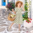 thumbnail image 4 of FORMRS Girls Short Sleeve Dress Summer Casual Round Neck A-line Beach Sundress, Sizes 2T-8T, Olive Green Flowers, 4 of 8