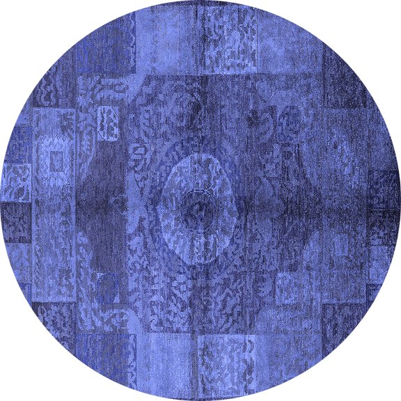 Ahgly Company Indoor Round Oriental Blue Industrial Area Rugs, 7' Round