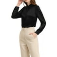 thumbnail image 4 of INSPIRE CHIC Women's Point Collar Button Up Long Sleeve Satin Office Business Casual Shirt, 4 of 6