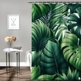 thumbnail image 2 of Awypu Waterproof Shower Curtain for Bathroom Palm Leaves Tropical Exotic Jungle Green Leaf Garden Branches White, 2 of 7