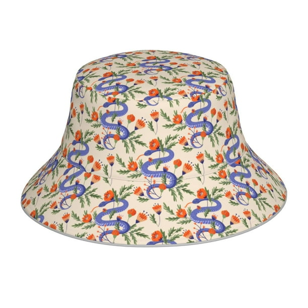 Fotbe Snake Sombrero Tipo Pescador con Estampado – Sombrero de Sol de Algodón de Moda para Playa, Golf, Pesca