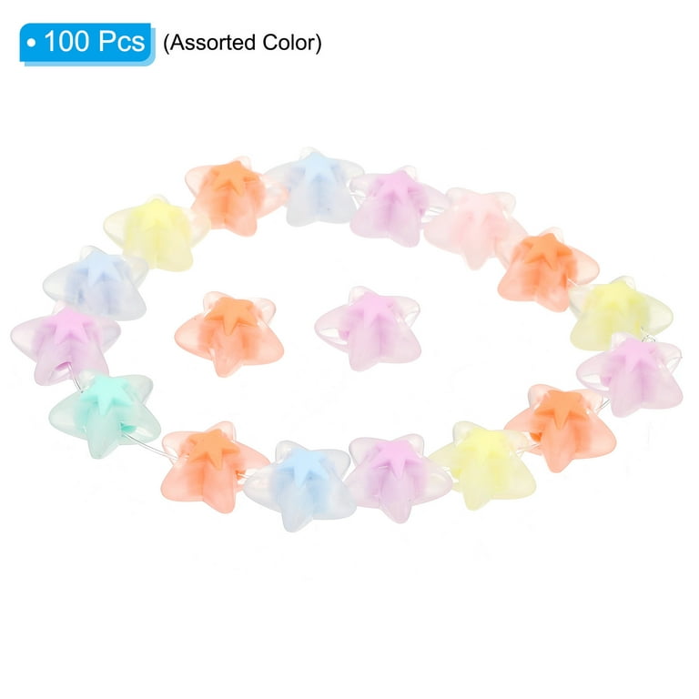 Uxcell Acrylic Beads for Jewelry Making, 100 Pack Acrylic Star Beads for Bracelets, Mix Color Frosted, Women's, Size: One Size