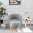 thumbnail image 6 of Lohoms Accent Arm Chair Swivel 360° With Ottoman Set, Modern Home Leisure Chair with Footstool, Comfy Upholstered Armchair Single Sofa, Reading Chair with Solid Wood Legs, Gray, 6 of 10