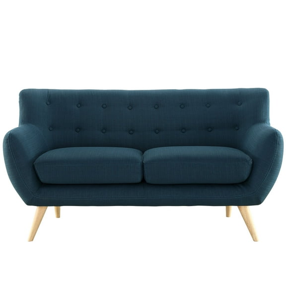 Modern Contemporary Loveseat, Navy Fabric