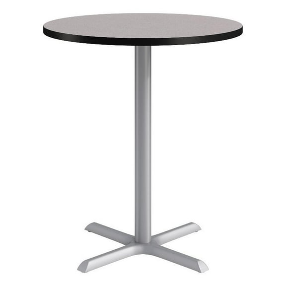 KFI Studios 36in Round Dining Table - 42in H - Gray Top - Silver Base