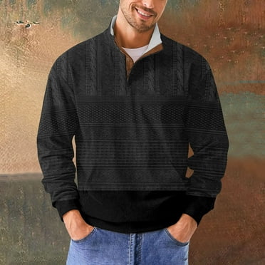 Men's Color Block Patchwork Knitted Sweater Casual Long Sleeve Half-Zip Pullover Stylish Warm Knitwear