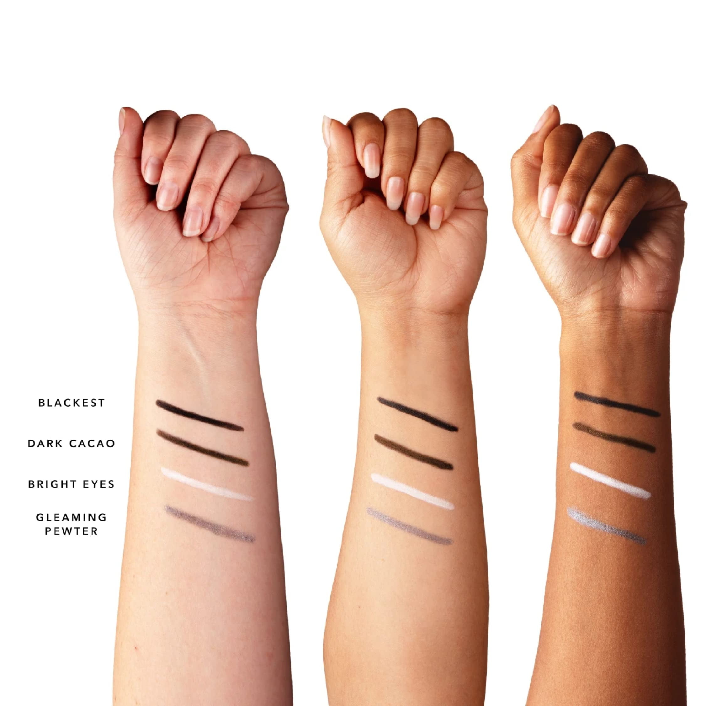 100% PURE Creamy Long Last Eye Liner Pencil - Long-Lasting, Natural & Easy to Apply Antioxidant-Rich Vegan Eye Makeup for All Skin Types - Fruit Pigmented Color Blackest (Dark Black) - 0.14 oz