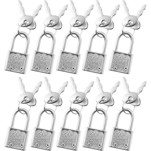 10 PCS Suitcase Locks with Keys, Luggage Locks Silver Padlock with Key Metal Padlock with Key Mini Travel Lock Backpack Lock for Jewelry Boxes Decor Backpack Travel