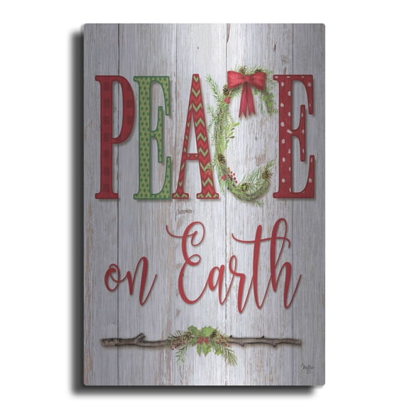 Luxe Metal Art 'Peace on Earth' by Mollie B, Metal Wall Art, 12"x16"