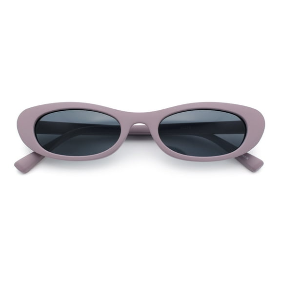 Womens Classy Iconic Narrow Oval Plastic Retro Mod Fashion Sunglasses Purple - Black