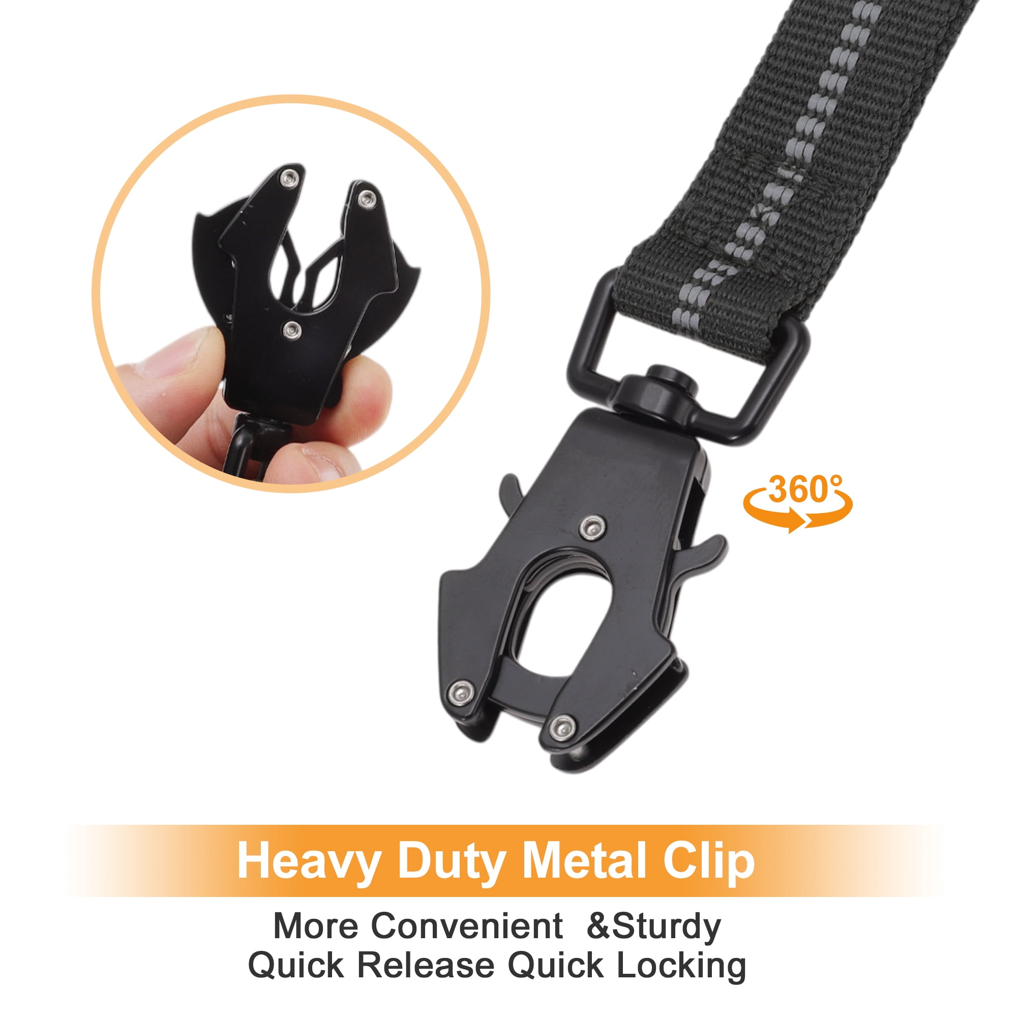 Unique Bargains Dog Leash Absorbing Padded Handle Heavy Duty Reflective Black