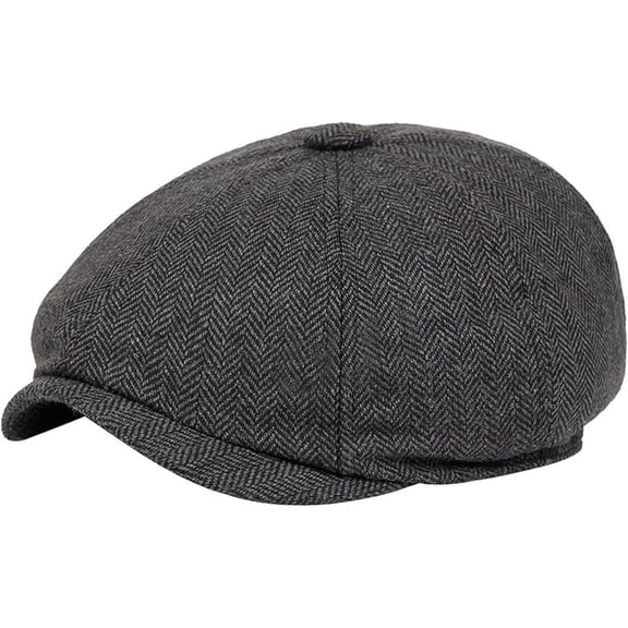 Kukuzhu Men Newsboy-Caps for 20’s Themed Party - Herringbone Newsboy-Hat 8-Panel Gatsby Flat Hat 1920s Costume Acc