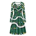 thumbnail image 4 of Suhoaziia Winter Christmas Midi Dresses for Women Size 3XL Ugly Christmas Elf Light Bar Graphic Twirl Skirt Comfy Round Neck Jumpskirt Church Womendress with Sleeves, 4 of 7