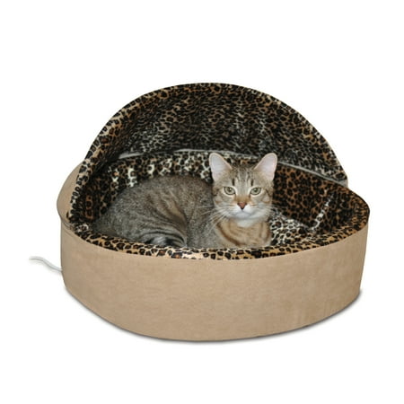 UPC: 0655199031955 | K&H Pet Products Thermo-Kitty Bed Deluxe Indoor Heated Cat Bed Tan/Leopard Small 16 Inches