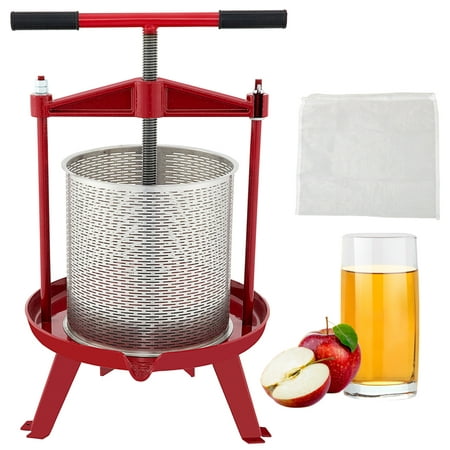 

VEVOR Fruit Wine Press 2.4Gal/9L Cast Iron Manual Grape Presser for Wine Making Cider Tincture Vegetables Honey Olive Oil Press with Stainless Steel Hollow Basket T-Handle 0.1 Thick Plate 3 Feet