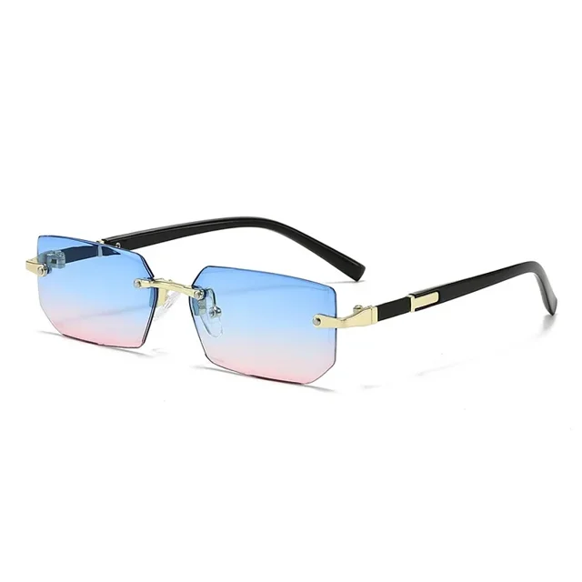 Typpkmm Rimless Sunglasses Rectangle Fashion Popular Women Men Shades Small Square Sun Glasses for Female Male Summer Traveling Oculos