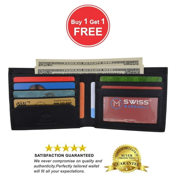 Mens Slim Bifold Wallet RFID Blocking Minimalist Front Pocket Wallets for Men - Thin & Stylish