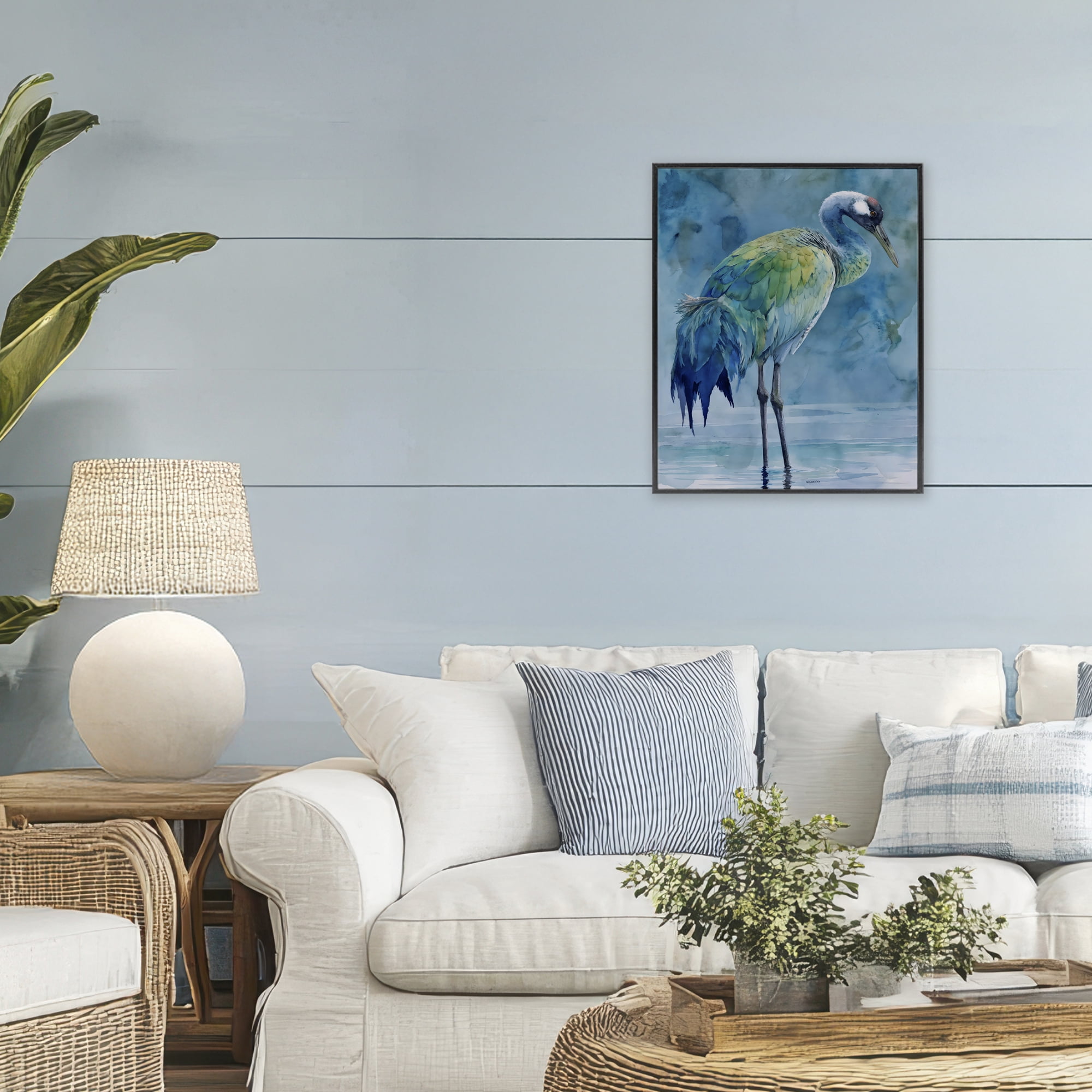 Stupell Industries Turquoise Feathered Coastal Bird Black Framed Giclee Art, design by Franklyn Gregory