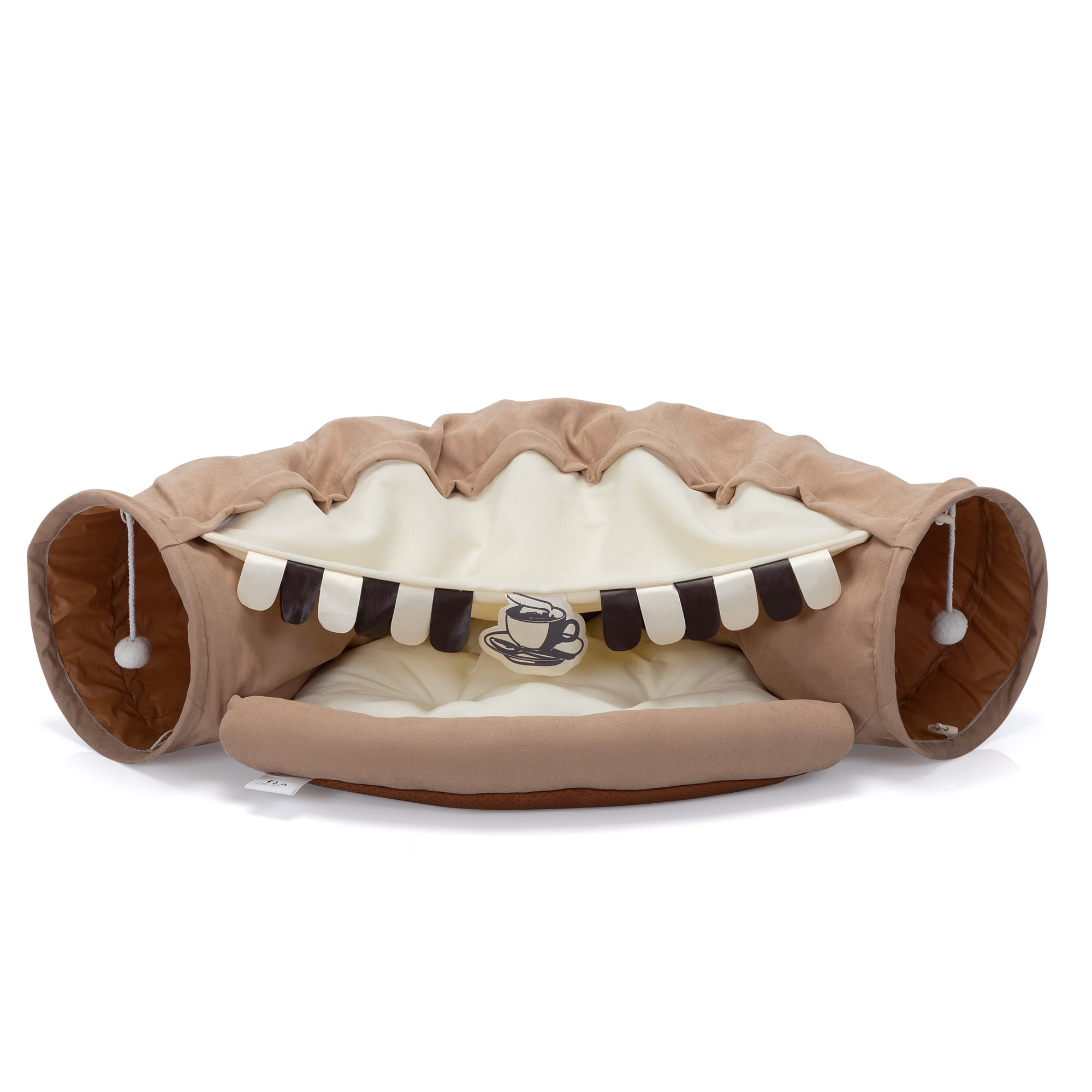 Pefilos 2-in-1 Large Cat Tunnel Bed for Indoor, Cat Tube with Collapsible Washable Cat Bed, Cat Toys for Small Medium Kitty City, Brown Pefilos 2-in-1 Large Cat Tunnel Bed for Indoor, Cat Tube with Collapsible Washable Cat Bed, Cat Toys for Small Medium Kitty City, Brown