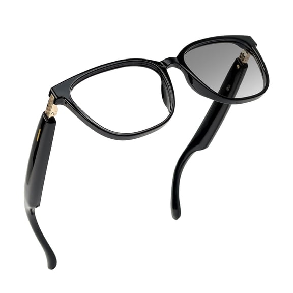 AI Smart Glasses with Real-Time Translation & Voice Assistant – Bluetooth Sunglasses with Noise-Cancelling Calls, Music, Touch Control, Photochromic Lenses, UV & Blue Light Protection-Black