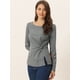 thumbnail image 3 of Blusa básica de manga larga con cuello redondo y frente giratorio para mujer Gris Oscuro L, 3 of 6