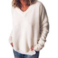 thumbnail image 1 of Bellella Chandails pour Femmes, Hauts, Hiver, Chauds, Tricotés, Chandails à Manches Longues, Chandail Décontracté à Col en V, Chandail pour Femmes, Blanc, 3TG, 1 of 2