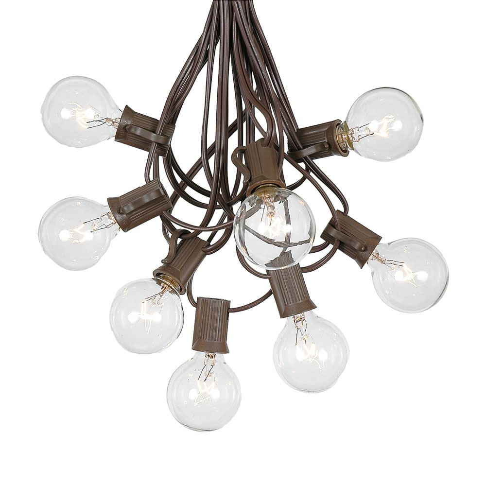 G40 Patio String Lights With 125 Clear Globe Bulbs Outdoor Market Bistro Café Hanging Garden Umbrella