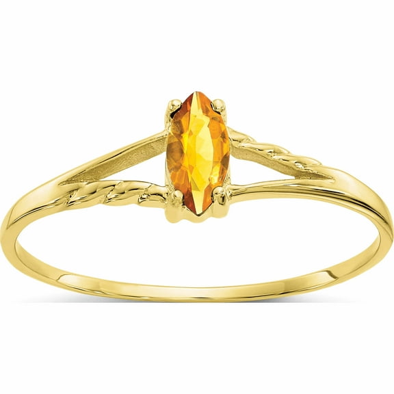 10K Yellow Gold Polished Geniune Citrine Birthstone Ring (Size 7) Made In India 10xbr188