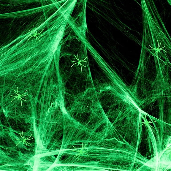 Trovenix Halloween Decor Glow In Dark Spider Web With 20 Lifelike Spiders Fluorescent Elastic Indoor Outdoor Party Decoration