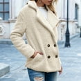 thumbnail image 4 of Women's Fuzzy Shearling Coat, Winter Warm Oversized Jacket with Lapel Collar, Casual Zipper Outwear for Daily Use White, XL, 4 of 8