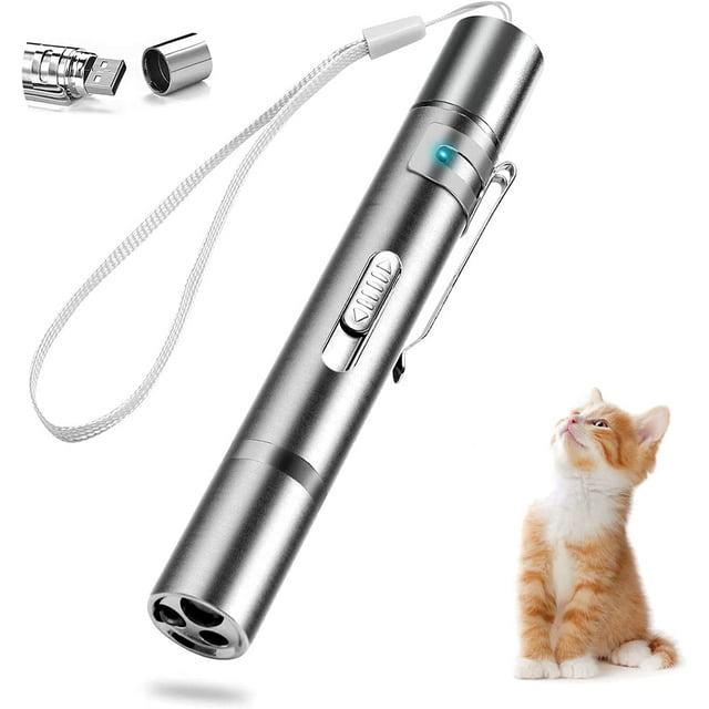 Lumière Interactive pour Chat, Jouets pour Chat d'Intérieur, Outil d'Entraînement pour Animaux, Lampe de Poche Multifonctionnelle Basse Consommation, Recharge USB
