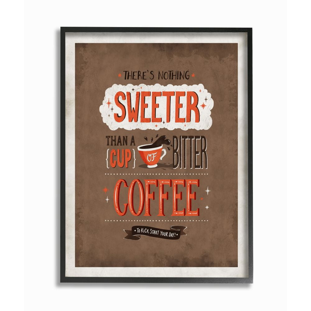 Stupell Industries Nothing Sweeter Coffee Word Design Framed Wall Art by Ester Kay