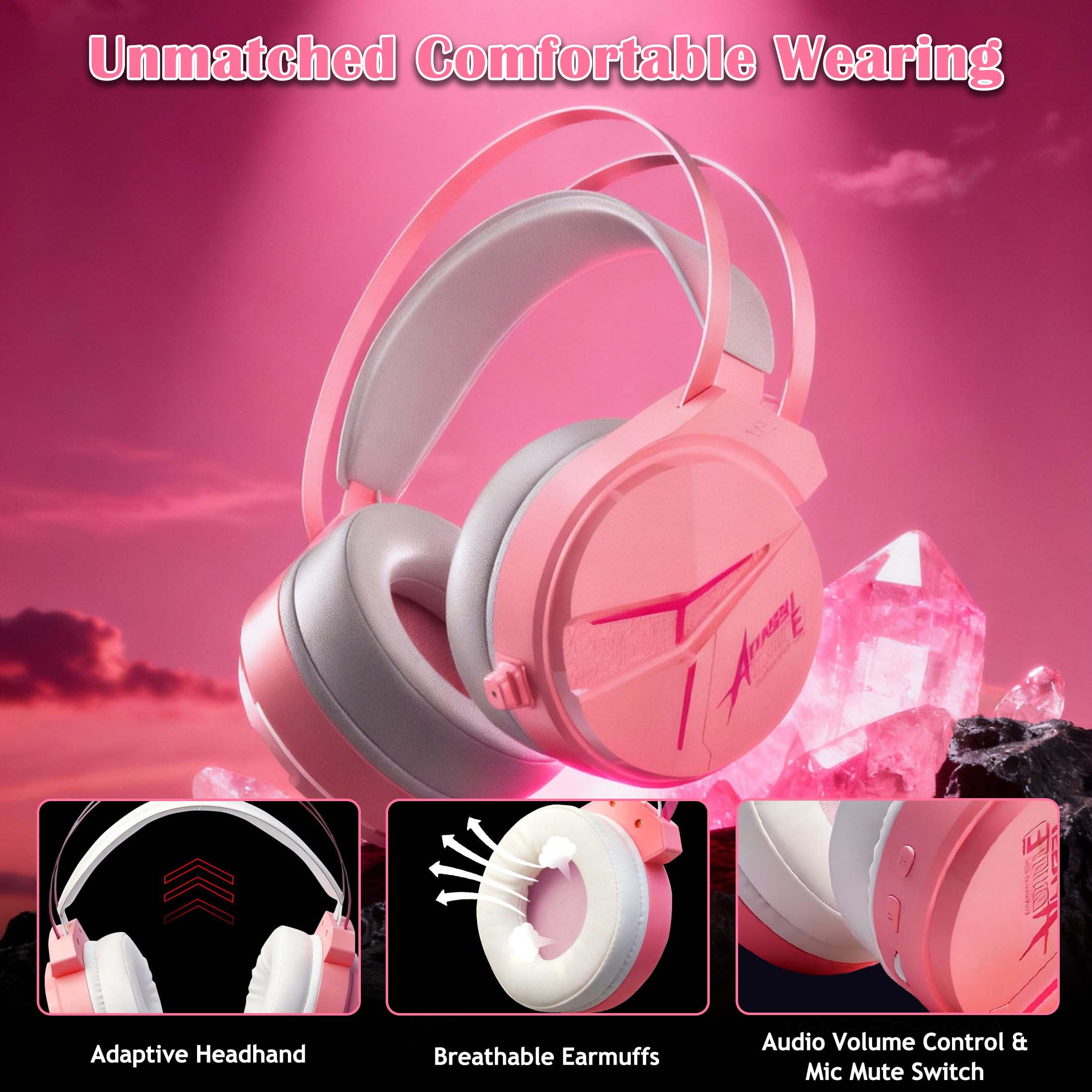 Wireless Gaming Headset for PS5 PS4 Nintendo Switch PC - 2.4GHz & Bluetooth 5.3 Gaming Headphone with Noise-Canceling Microphone & 7.1 Surround Sound