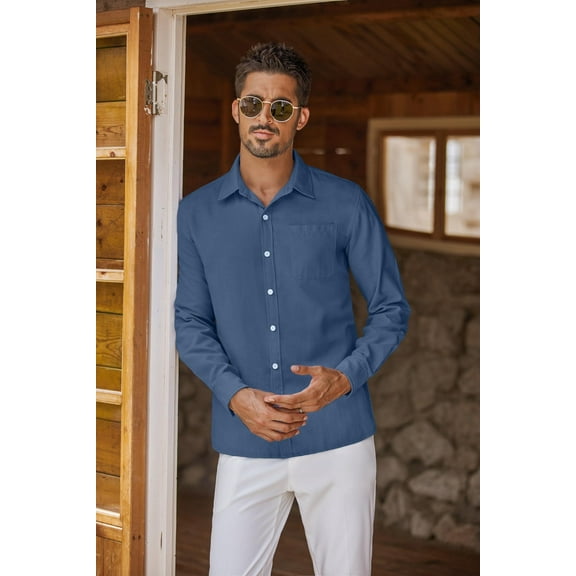 COOFANDY Mens Long Sleeve Oxford Cotton Button Up Shirts Wrinkle Free Regular Fit Shirt