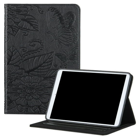 Allytech Case for iPad Mini 2021(6th Gen 8.3 inch), iPad Mini 6 Cover, Embossed Floral & Butterfly PU Leather Folio Anti-Slip Stand Auto Sleep Wake Card Holder Case for iPad Mini 6th Gen 2021, Black
