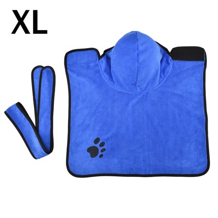 

Pet Bathrobe Adjustable Pet Bath Towel Absorbent Washable Animal Bathrobe YP06 Blue XL