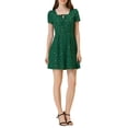 thumbnail image 3 of INSPIRE CHIC Women's Printed Square Neck Short Sleeve A-Line Prom Dress S Dark Green-Stars, 3 of 8