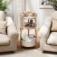 thumbnail image 5 of Small Side Table with Storage Basket, Space Saving Round End Table 3-Tier Bedside Corner Table for Living Room, Bedroom, Garden and More 11.81in Light Oak, 5 of 17