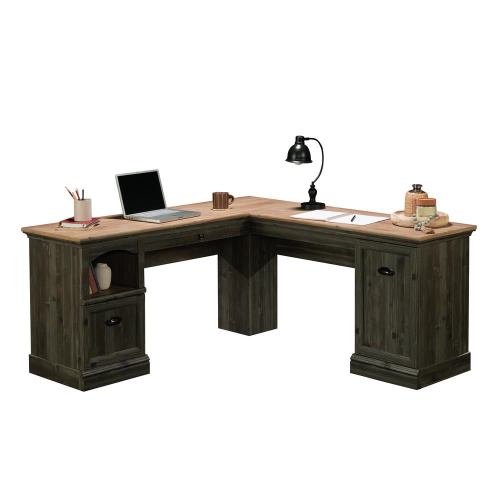 Sauder Sonnet Springs L-Shaped Desk, Pebble Pine Finish