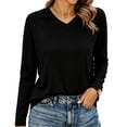 thumbnail image 5 of Women's V Neck Long Sleeve Shirts V Neck Casual Solid Fall and Winter Pullover Tops Sport Sweatshirt, 5 of 5