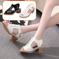 thumbnail image 3 of Leutsin Sandales pour Femmes Style Couture de Voiture Talon Épais Chaussures Confortables, 3 of 9