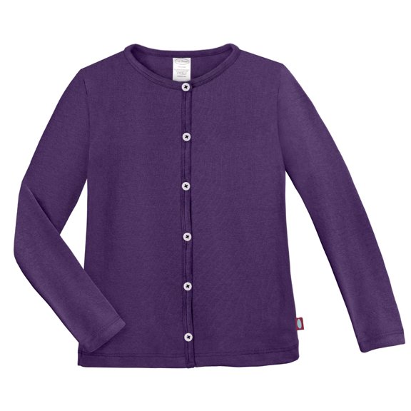 Girls Soft Cotton Button-Down Cardigan | Purple